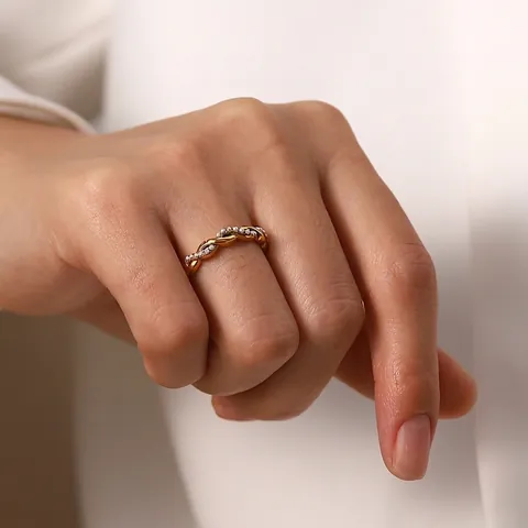 Anello In Acciaio Inossidabile Intrecciato Con Künstliche Perle Incastonate Placcato Oro Gioielli Eleganti Alla Moda Per Donne
