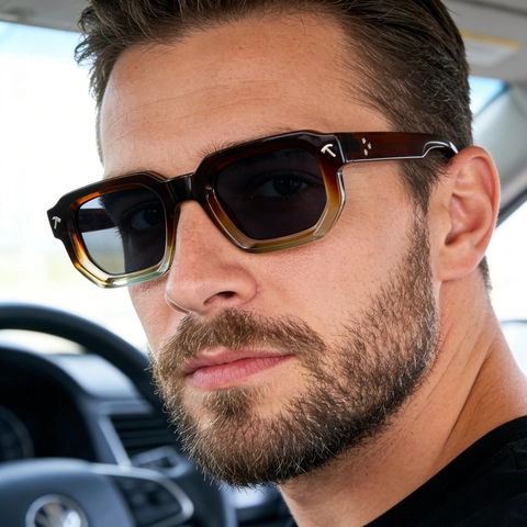 Vintage Vierkante Zonnebril Heren Gepolariseerde TAC Lenzen UV400 Bescherming PC Montuur Kleine Shades Voor Rijden