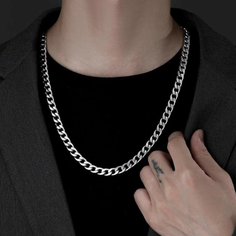 Polished Titanium Steel Cuban Link Chain Necklace For Men Classic Curb NK Chain Streetwear Hip Hop Jewelry Accessory Gift