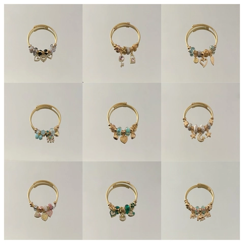 Gold Charm Bracelet Stainless Steel Alloy Beads Heart Elephant Pendant Adjustable Fashion Jewelry For Women