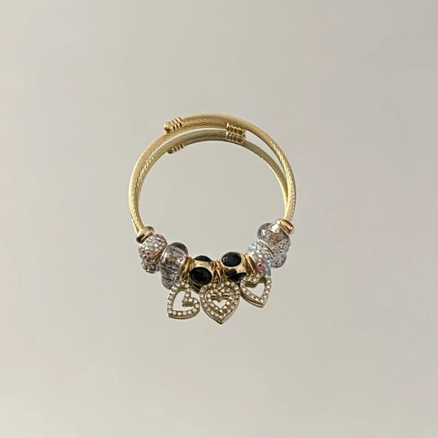 Gold Charm Bracelet Stainless Steel Alloy Beads Heart Elephant Pendant Adjustable Fashion Jewelry For Women