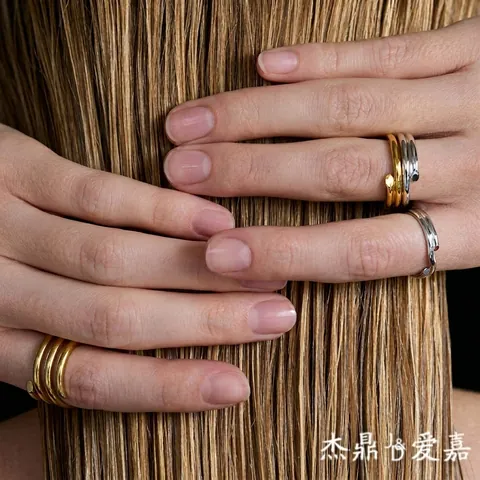 Anello Multiplo Minimalista Acciaio Inossidabile Oro Argento Tricolore Spirale Geometrico Ipoallergenico Per Donne