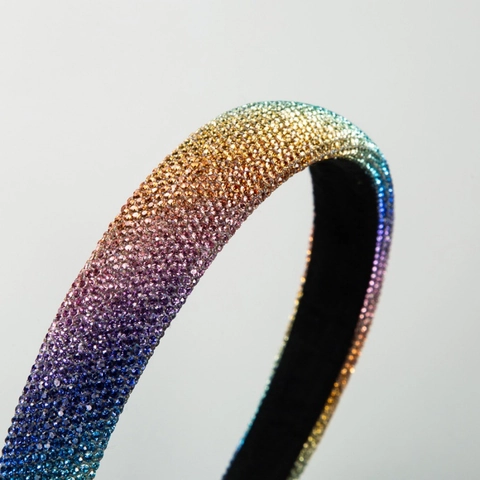Full Rhinestone Padded Stirnband Für Frauen Eleganter Glitzer Samtfutter Haarreif Luxus Mode Party Haarschmuck