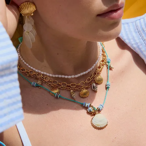 Collar De Acero Inoxidable Bohemio Con Concha Estrella De Mar Perla Artificial Joyería De Verano Playa Para Mujeres