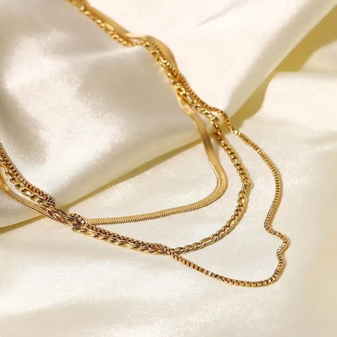 18K Verguld Roestvrij Staal Gelaagde Halsketting Voor Vrouwen Minimalistisch Figaro Slangenketting Multi Layer Sieraden Cadeau