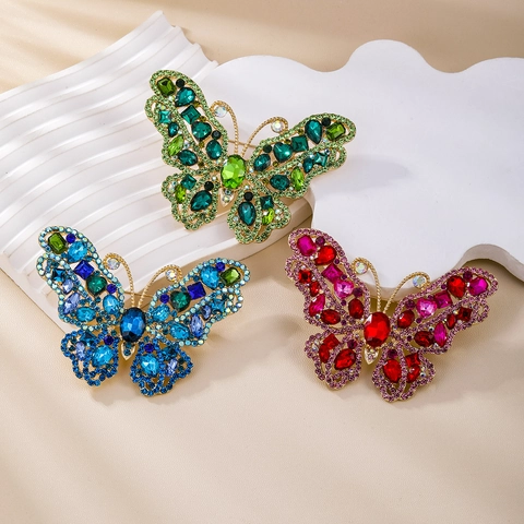 Spilla Farfalla 3D in Lega Vintage Lusso Strass Cristallo Elegante Gioielli per Donna Cappotto Vestito Accessorio Regalo