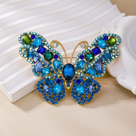 Spilla Farfalla 3D in Lega Vintage Lusso Strass Cristallo Elegante Gioielli per Donna Cappotto Vestito Accessorio Regalo