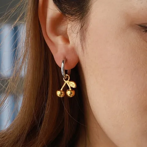 Kirsch Ohrhänger Edelstahl Vergoldet Frucht Hoop Schmuck Für Damen Wasserdicht Hypoallergen Mode