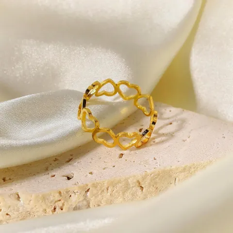 Minimalistischer Edelstahl Herz Offener Ring Für Damen 18K Vergoldet Verstellbar Mode Schmuck INS Stil Fingerring