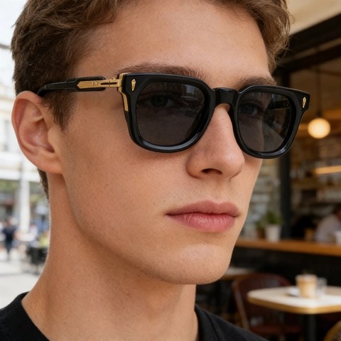 Polarized Sunglasses Men Square Frame UV400 Protection Driving Outdoor Fashion Plastic Metal TAC Lenses Retro