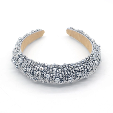 Baroque Padded Headband Crystal Rhinestone Beaded Wide Thick Hairband Velvet Lining Fashion Headwear For Women