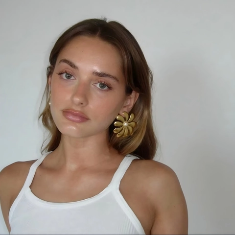 Blumen Ohrstecker 18K Vergoldet Edelstahl Mit Kunstperle Hypoallergen Wasserdicht Eleganter Schmuck Für Damen