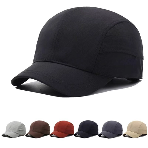 Short Brim Baseball Cap Camp Hat Quick-Dry Polyester Adjustable Drawstring Outdoor Sun Protection Retro Casual Unisex