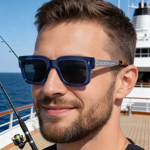 Gafas De Sol Polarizadas Cuadradas Retro Hombre Protección UV400 Montura PC Patillas Relieve Metal Moda Conducción