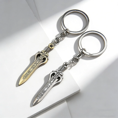 Llavero De Espada Vintage De Aleación De Zinc Bronce Plata Modelo De Metal Colgante De Bolsa Para Hombres Mujeres Estilo Fantasía Regalo