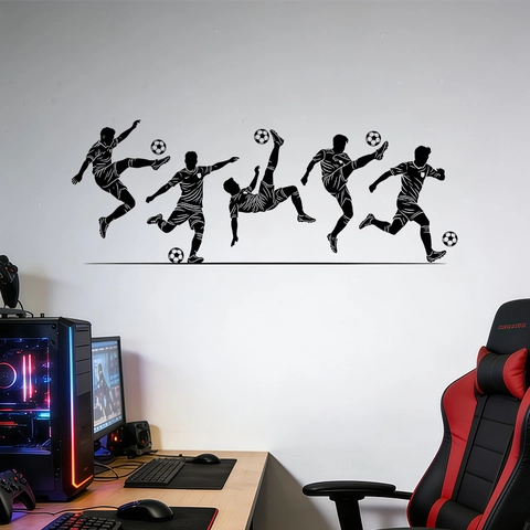 Soccer Wall Stickers Football Player Silhouette PVC Vinyl Removable Decal For Boys Bedroom Sports Room Home Decor