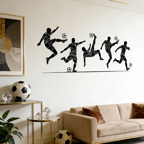 Soccer Wall Stickers Football Player Silhouette PVC Vinyl Removable Decal For Boys Bedroom Sports Room Home Decor