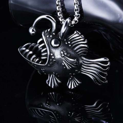 Collana Con Ciondolo Pesce Rana Vintage Acciaio Inossidabile 316L Pesce Abissale Gioielli Gothic Punk Hip Hop Da Uomo