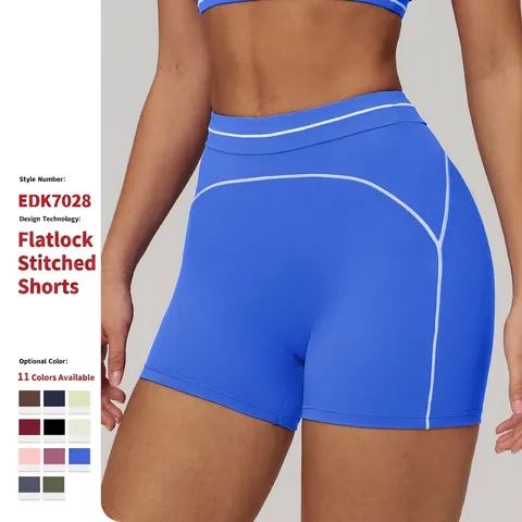 Yoga Shorts Met Hoge Taille Voor Dames Nylon Spandex Sport Fitness Hardlopen Billen Lifting Contrast Witte Stiksels
