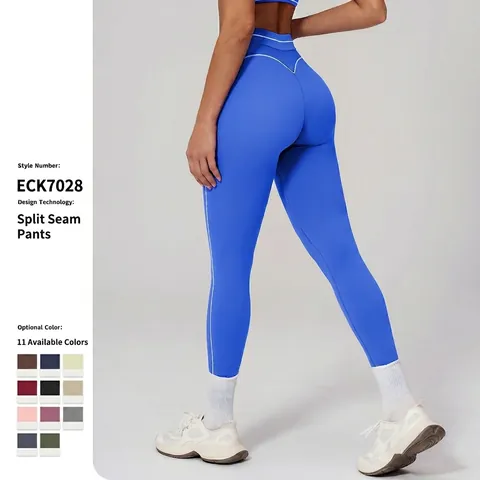 Leggings Yoga A Vita Alta Da Donna Controllo Della Pancia Cuciture A Contrasto Poliammide Elastan Fitness