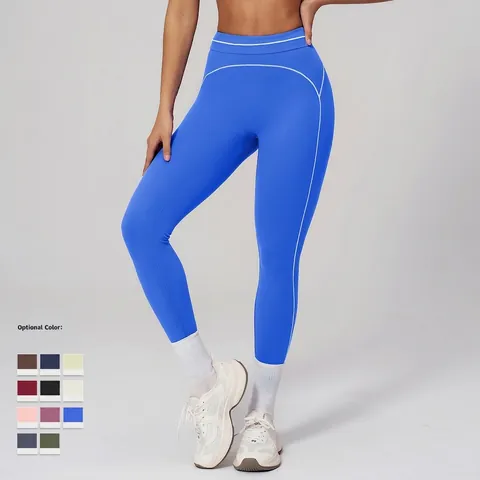 Leggings Yoga A Vita Alta Da Donna Controllo Della Pancia Cuciture A Contrasto Poliammide Elastan Fitness