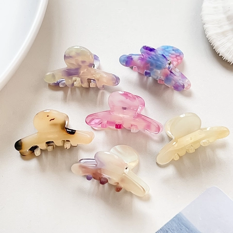 Pinzas De Pelo Pequeñas De Acetato Minimalista Coreano Patrón De Mármol Carey Floral Para Mujeres Niñas Accesorios