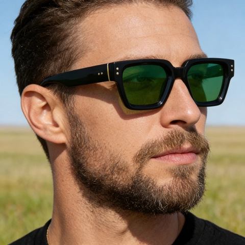 Retro Quadratische Sonnenbrille Für Damen Mode UV400 Schutz PC Metallgestell Verlaufsgläser Nietendesign Stilvolle Brille
