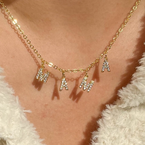 Heart Mom Star Multi Pendant Necklace Stainless Steel Zircon Inlaid Gold Color Fashion Jewelry For Women