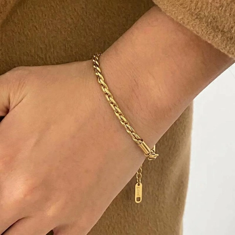 Set di Gioielli Collana E Bracciale a Corda in Acciaio Inossidabile Catena a Maglie Intrecciate Placcata Oro per Donna Uomo Unisex