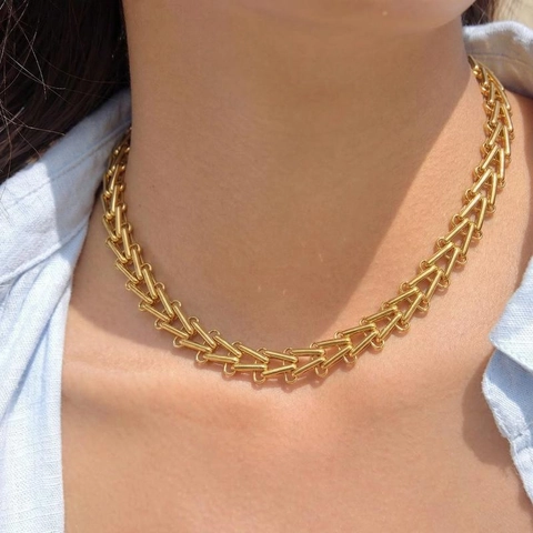 Set Di Gioielli A Catena Geometrica In Acciaio Inossidabile Impermeabile Ipoallergenico Collana Bracciale Per Donna