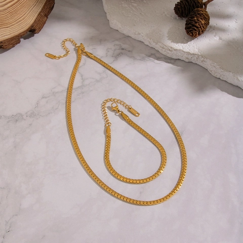 Edelstahl Schlangenkette Halskette Und Armband Mode Minimalistisch Wasserdicht Hypoallergener Schmuck Für Damen