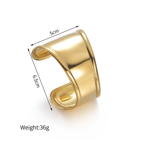 Edelstahl Breiter Offener Armreif Geometrisch Spiegelpoliert Vergoldet Minimalistisches Nischendesign Armreif Damen