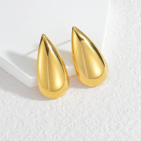 Minimalist Teardrop Stud Earrings Stainless Steel Mirror Polished Metallic Water Drop Geometric Fashion Jewelry For Women