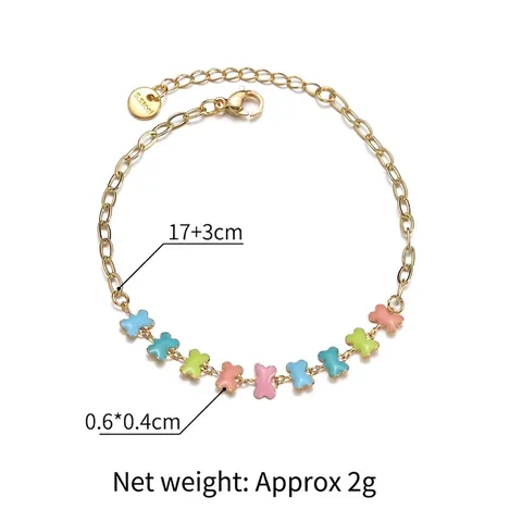 Buntes Knochen Charm Armband Edelstahl 14K Vergoldet Emaille Verstellbare Kette Schmuck Für Damen