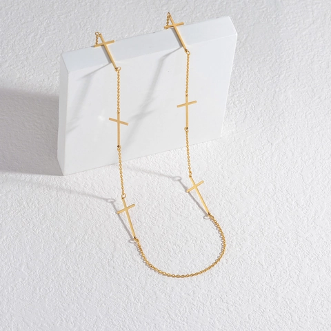 Minimalistische Roestvrijstalen Kruis Hanger Lange Ketting Ketting Voor Vrouwen Chic Mode Sieraden