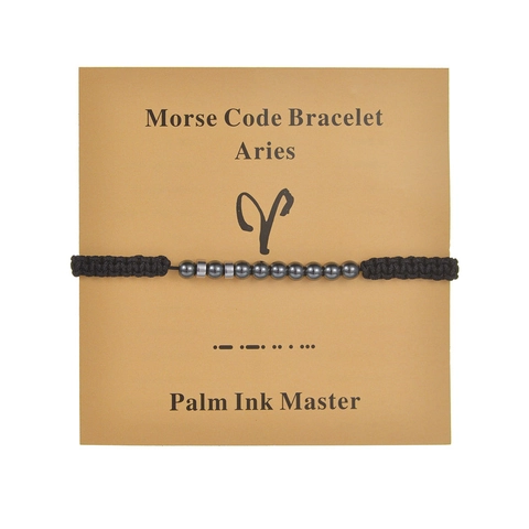 Morse Code Bracelet Women Men Handmade Woven Stainless Steel Beads Zodiac Constellation Jewelry Gift Adjustable String