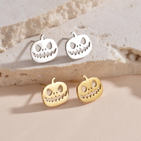 Halloween Pompoen Schedel Geest Vleermuis Oorknopjes Roestvrij Staal Hol Ontwerp Gothic Punk Sieraden Voor Dames Heren