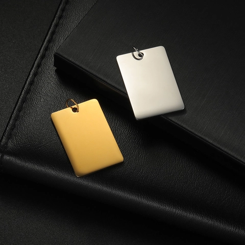 Colgante Rectangular Acero Inoxidable Pulido Espejo Blanco Accesorios Fabricación Joyas Estilo Minimalista Mujeres Hombres
