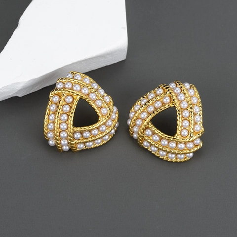 Orecchini A Triangolo In Acciaio Inossidabile Con Künstliche Perle Geometrico Cavo Retrò Elegante Gioielli Per Donna