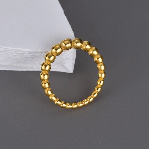 Minimalist Beaded Band Ring For Women Stainless Steel Polished Small Dot Vintage Retro Niche Style Jewelry Accessories