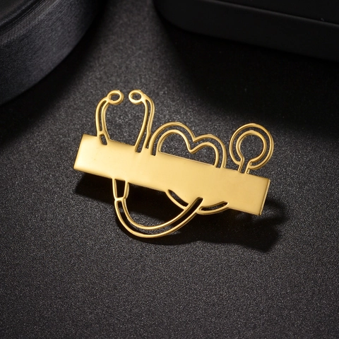 Broche de Estetoscopio de Acero Inoxidable con Corazón para Médicos Enfermeras Regalo de Graduación Joyería de Moda
