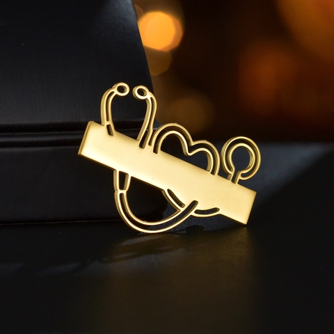 Broche de Estetoscopio de Acero Inoxidable con Corazón para Médicos Enfermeras Regalo de Graduación Joyería de Moda