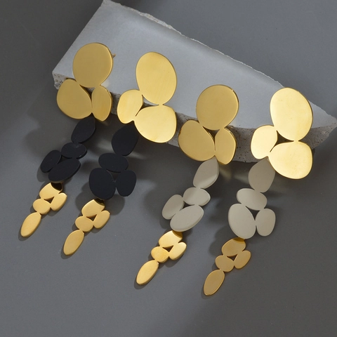 Orecchini A Pendente In Acciaio Inossidabile Da Donna Vintage Irregolari Geometrici Fiore Astratto Dichiarazione Artistica