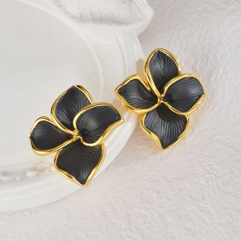 Blumenblatt Ohrstecker Edelstahl Vergoldet Strukturierte Blütenblätter Eleganter Modeschmuck Für Damen Alltag