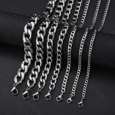 Collier À Mailles Gourmettes Acier Inoxydable 304 Style Hip Hop Punk Bijoux Minimalistes Pour Hommes Ton Argent