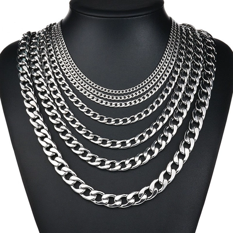 Collier À Mailles Gourmettes Acier Inoxydable 304 Style Hip Hop Punk Bijoux Minimalistes Pour Hommes Ton Argent