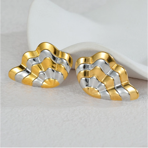Pendientes De Botón De Alas De Mariposa Abstractas Acero Inoxidable Oro Plata Color Contrastado Joyería Geométrica
