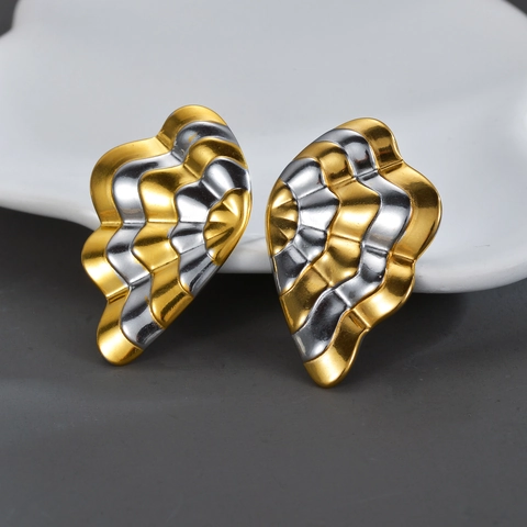 Pendientes De Botón De Alas De Mariposa Abstractas Acero Inoxidable Oro Plata Color Contrastado Joyería Geométrica