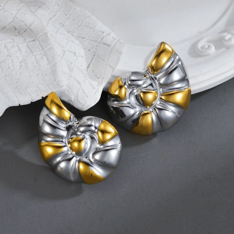 Orecchini A Lobo Conchiglia Di Nautilus Acciaio Inossidabile Oro Argento Gioielli Hip Hop Per Donna Uomo