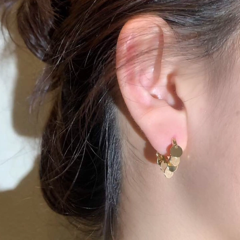 Pailletten Creolen Für Damen 18K Vergoldetes Messing Retro Rundschmuck Mit 925 Sterling Silber Ohrstecker